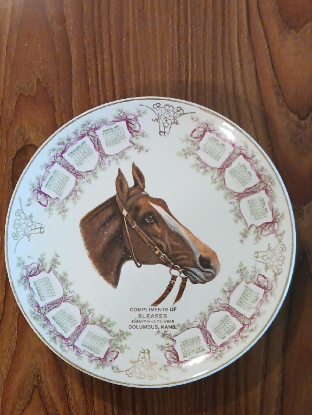 Decorative Horse Motif Dinner Plate in White and Brown